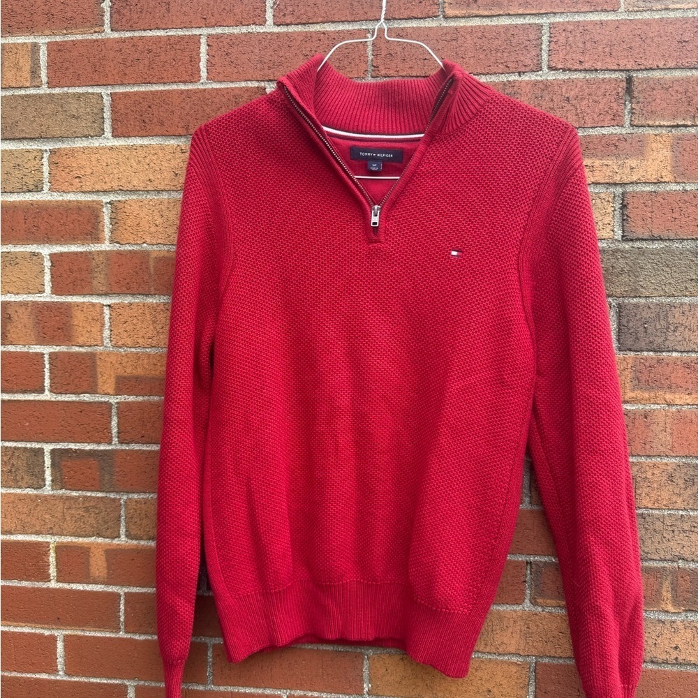 Tommy Hilfiger Men's Zip-Up Red Sweater